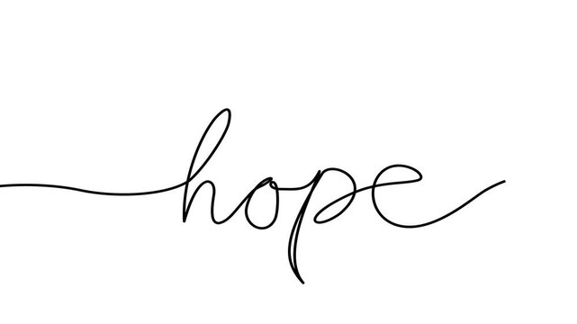Hope word in black line art animation video.