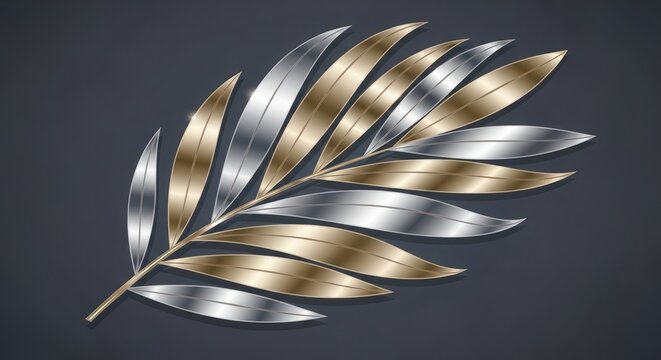 Golden and silver metallic leaf on dark background