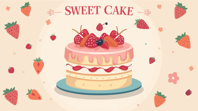 Template vector banner Sweet cake for summer edition with flat design