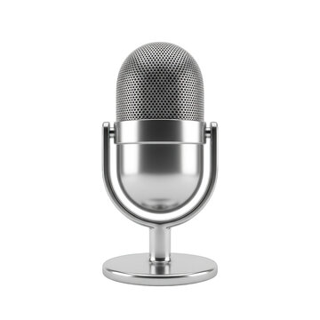 Shiny silver microphone on a stand isolated