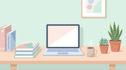 Fototapeta premium Home office workspace with laptop 1. 