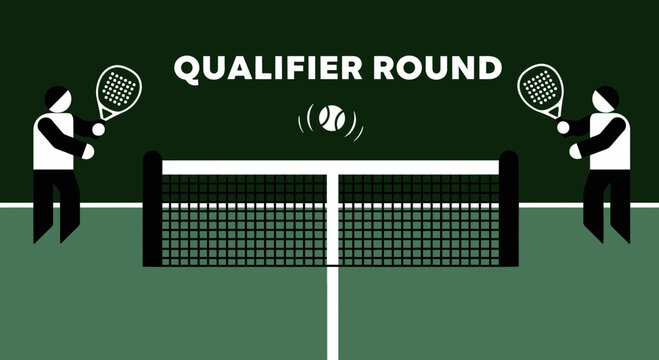 Qualifier Round Sporting Spectacle Featuring Players and a Tethered Ball Amidst the Court