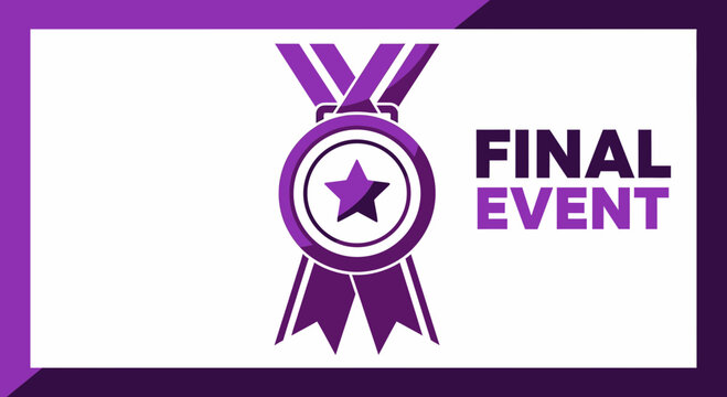 Purple Medal Illustrates The Final Event Featuring A Star On White Background