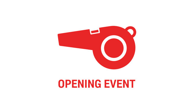 Red Whistle Symbolizing an Opening Event Announcement for Sports Games and Competitions
