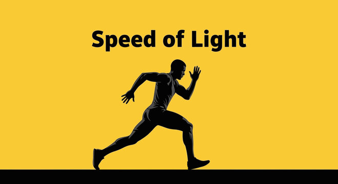Runner Reaching Speed Of Light Against Yellow Backdrop In Dynamic Silhouette Form