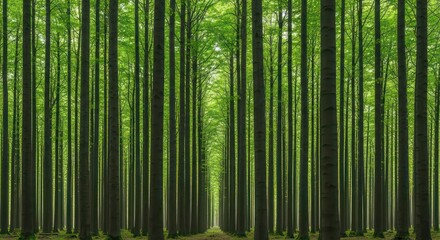 Fototapeta premium Serene Pathway Through Tall Lush Bamboo Forest Grove.