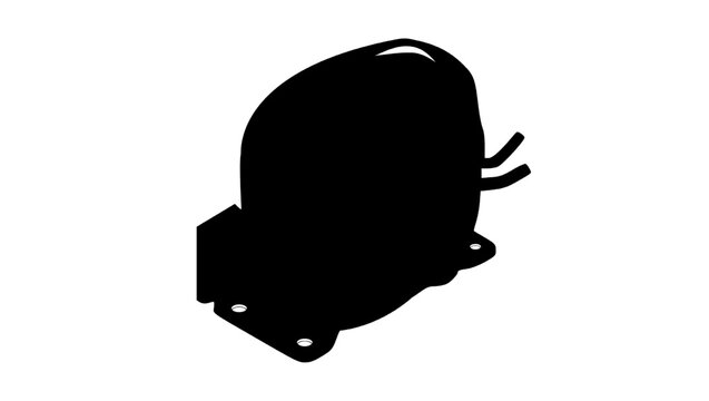 Refrigerator compressor symbol, black isolated vector silhouette