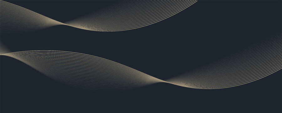 Abstract geometric vector curve lines shape in premium gold color isolated on transtransparent background. Dinamic flowing gold gradient wave pattern. Vector llustration