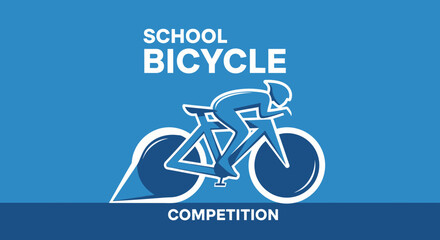 Fototapeta premium School Bicycle Competition Logo In Sport Style With Abstract Elements And Blue Color Scheme