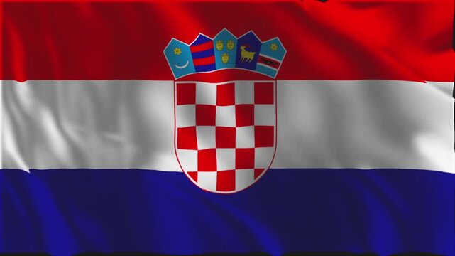 Croatian flag waving slowly as a patriotic gesture