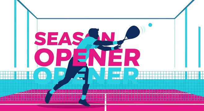 Season Opener: Dynamic Vector Illustration of Padel Tennis Player in Action