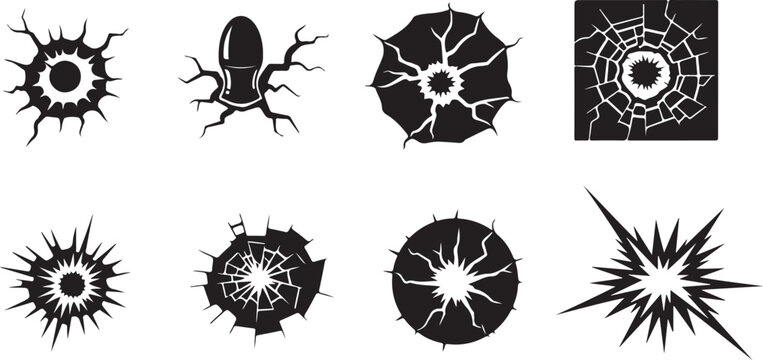 Black and white of stylized sea urchins and starfish echinoderm radial symmetry
