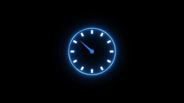 abstract saber clock animation.Time lapse saber animated clock face isolated against
