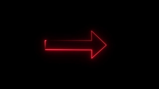 Glowing neon blue arrow icon swipe animation right to on white background. Neon blue left or back arrow icon animation.