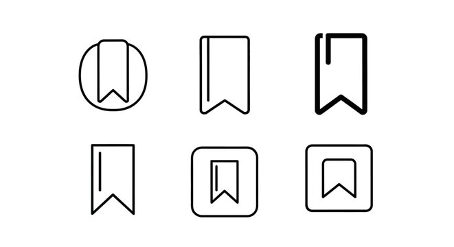 Bookmark Icon Set in Minimalist Linear Style for Web UI Design