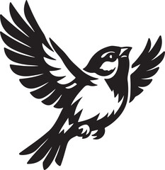 Fototapeta premium Flying Sparrow Bird Silhouette Vector Illustration 