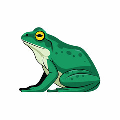 Naklejka premium Green Frog Sitting Cartoon Character.