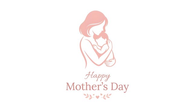 Happy mothers day greeting card with a mother and child illustration