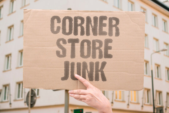 "Corner Store Junk" Low-income areas rely on convenience stores stocked predominantly with junk food. LOWINCOME. CONVENIENCE. STORES. PREDOMINANTLY. JUNKFOOD.