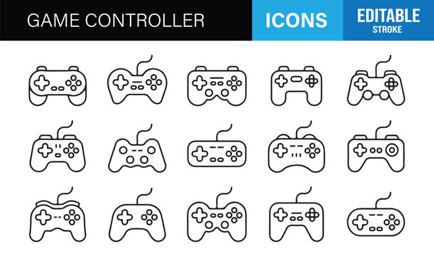 Minimal gamepad icon bundle with editable outline graphics