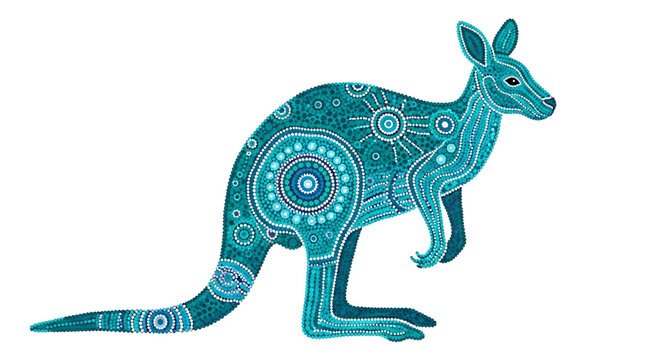 Aboriginal style dot art kangaroo illustration