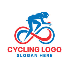 Fototapeta premium cycling logo design silhouette vector line art logo design