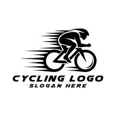 Fototapeta premium cycling logo design silhouette vector line art logo design