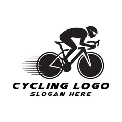 Fototapeta premium cycling logo design silhouette vector line art logo design