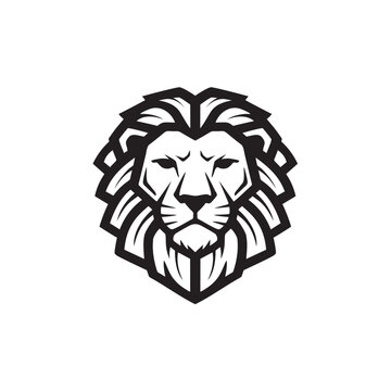Modern Abstract Lion Head Monochrome Vector Logo Design