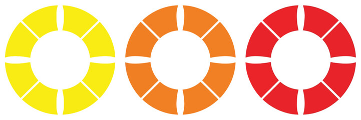 Lifebuoy Rescue Ring Icon Set with Safety Float Symbols for Maritime Emergency Support and Water Protection Design © GIBBI RWW