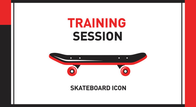 Skateboard Training Session Illustrated With Icon in Red and Black Colors for Modern Designs