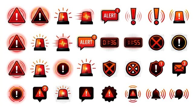 Warning signs and alert icons set.