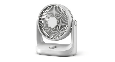 Naklejka premium Small white table fan on stand