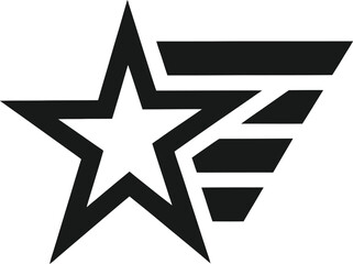 Fototapeta premium Flying Star with Speed Lines Silhouette Icon Logo Illustration Isolated on White Background