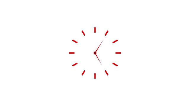 Simple Red Clock on white Background.4k video