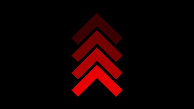 Up arrow animation on black background. direction arrow icon motion.4k video