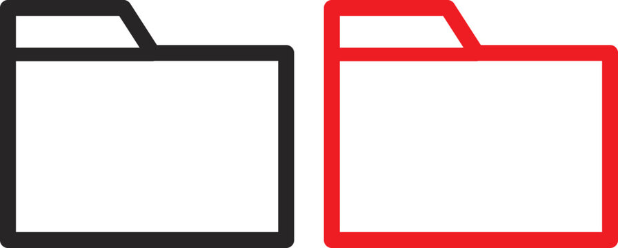 Two file folder icons black and red isolated on white background