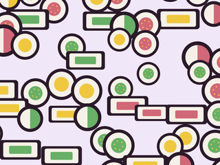 Maki Sushi Pattern Colorful Japanese Cuisine Design © iushakovsky