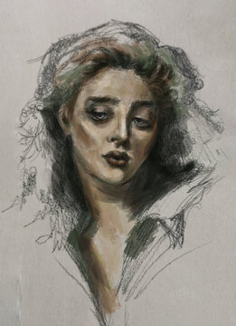 Study of a Pre-Raphaelite woman