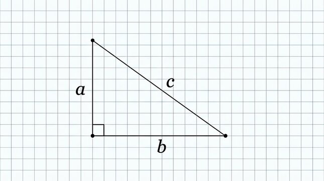 Right Angled Triangle Diagram on Graph Paper with Labeled Sides.