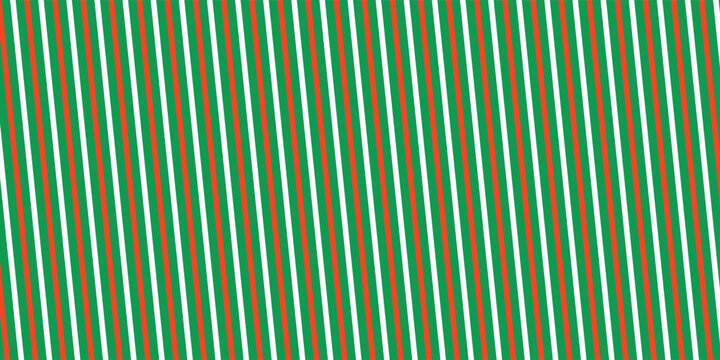 Christmas seamless pattern. Red and green diagonal stripes background. Candy cane repeating decoration wallpaper. Winter holiday lines backdrop. Xmas peppermint present wrapping print design. Vector