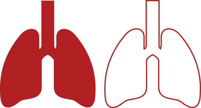 human lung vector icon set, collection and group of respiratory system anatomy medical healthcare breathing organ symbols illustration pack bundle design