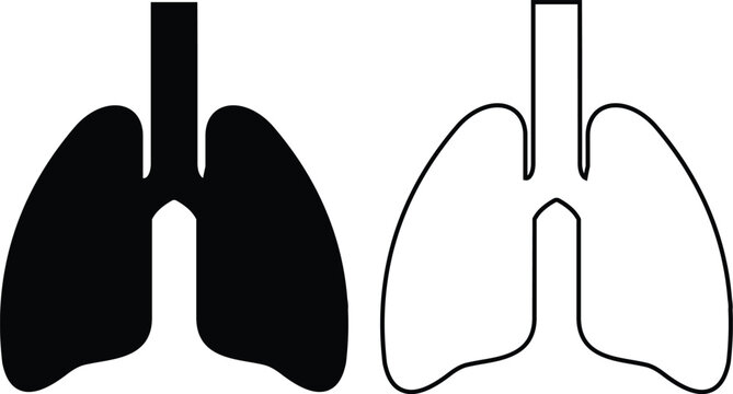 human lung vector icon set, collection and group of respiratory system anatomy medical healthcare breathing organ symbols illustration pack bundle design