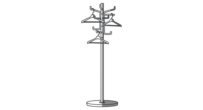 Minimalist Floor Standing Coat Rack with Clothes Hangers Illustration