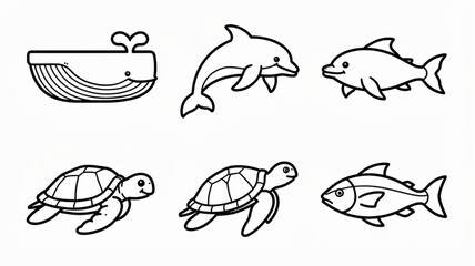 Marine animals sea creatures ocean wildlife. © Mr