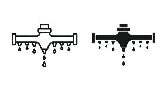 Drip irrigation system icon, vector illustration of watering equipment for agriculture and gardening