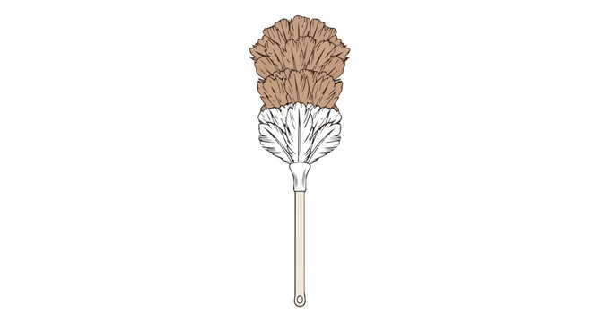 Brown feather duster for cleaning and household maintenance illustration