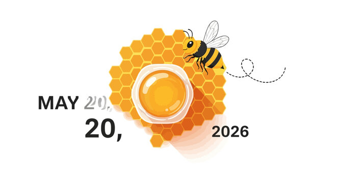 may 20 2026 world bee day vector illustration with sunflower and honeybee flat design