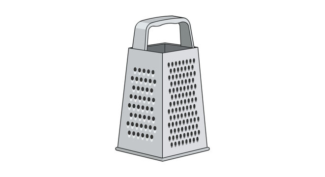 Stainless steel box grater for cheese and vegetables kitchen tool illustration isolated on white background