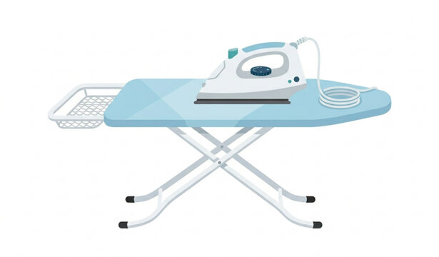 Minimal ironing board and iron vector icon set isolated on white background EPS10